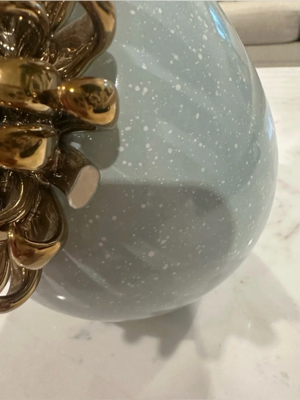 Anthropologie 3D Gold Chrysanthemum Flower Ceramic Bloom Vase DEFECTIVE